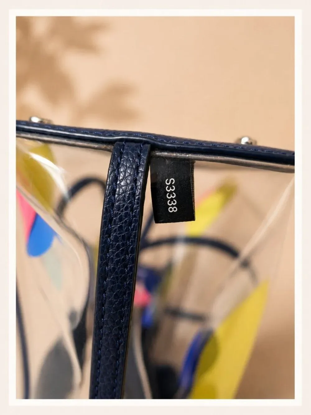 kate spade Clear Tote with Navy Trim and Yellow, Blue, Pink Floral Accents